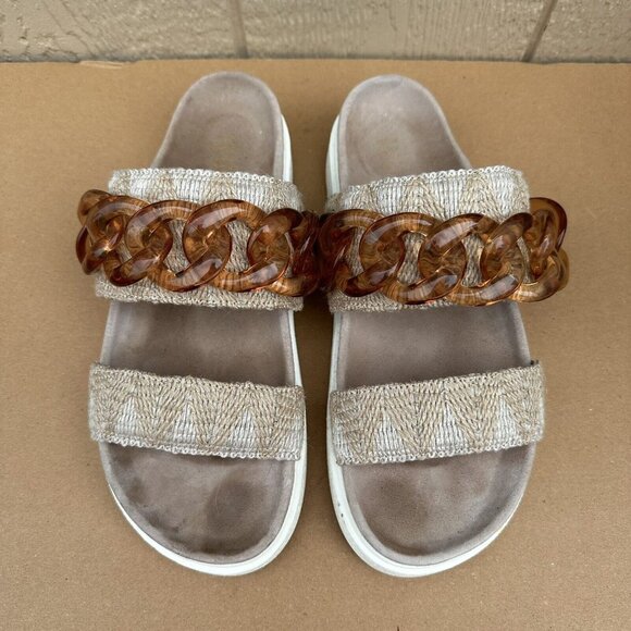 Inuikii Chain Velvet Strap Platform Slide Sandals Tan Size 41/11  Anthropologie - Picture 4 of 10